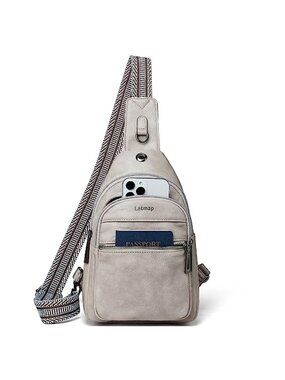 Faux Leather Sling Bag Crossbody Shoulder Travel Purse Hands-Free